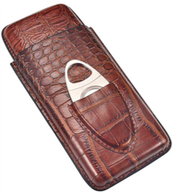 Premium Brown Aligator Cigar Case
